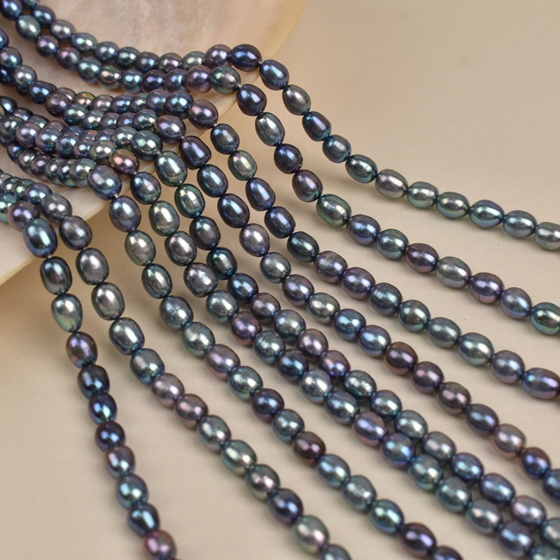 1022 7-8Mm Rice Beads Malachite Green Natural Freshwater Pearl