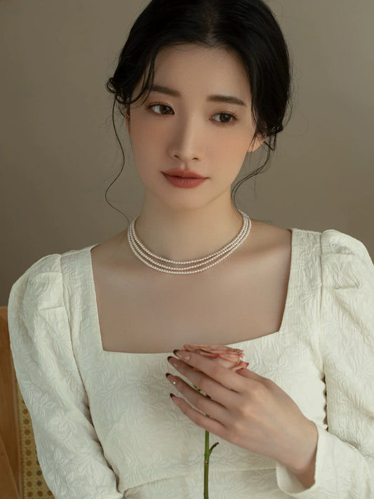 Multi-layer pearl necklace women's high-end fashion three-layer stacked chain