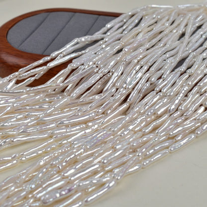 1090 Natural Freshwater Pearl, Baroque Pearl Necklace White Toothpick Beads