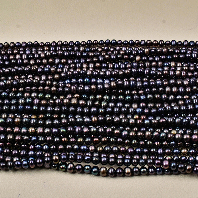 1150 black, pearl 4mm elongated natural freshwater pearl wholesale loose bead jewelry handmade DIY accessories