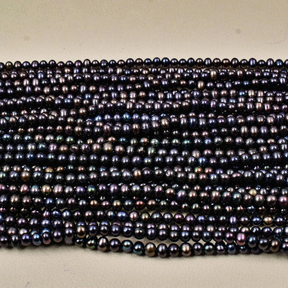 1150 black, pearl 4mm elongated natural freshwater pearl wholesale loose bead jewelry handmade DIY accessories