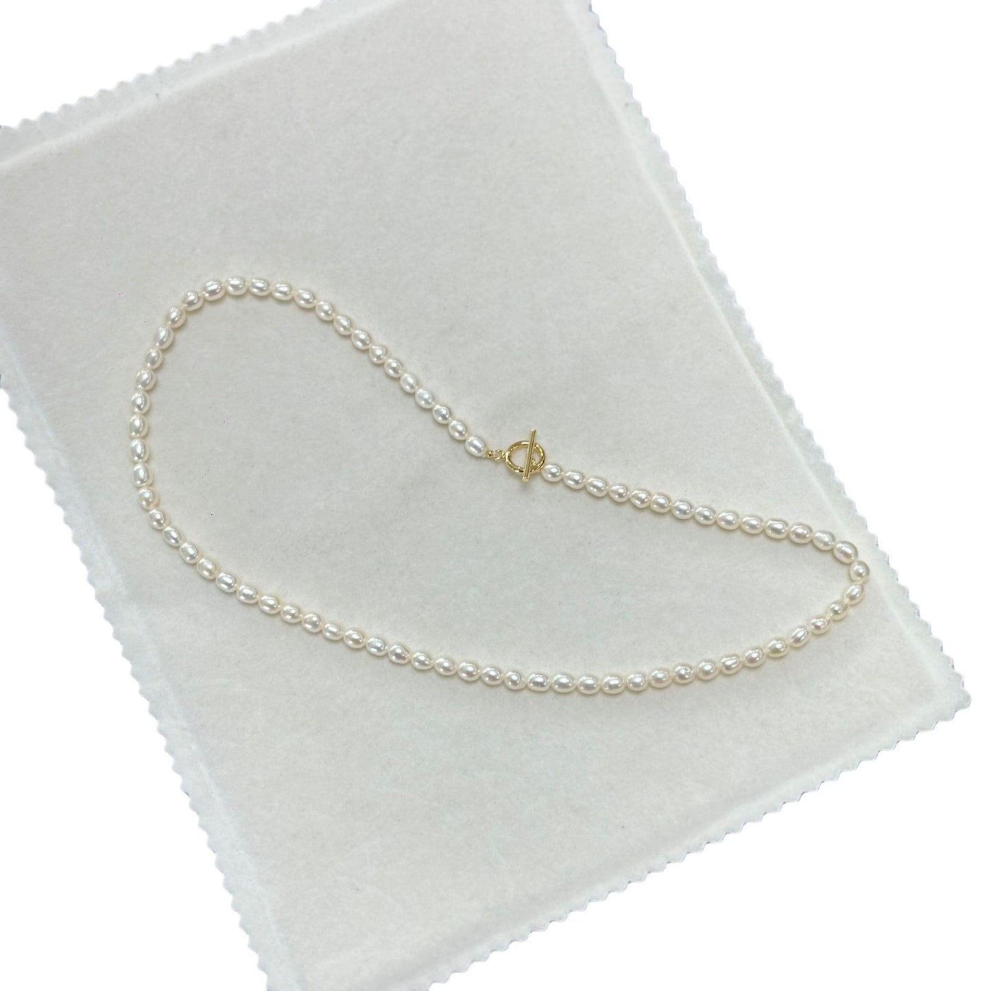 4-6Mm Strong Light Freshwater Pearl Rice Bead Necklace Ot Buckle Jewelry Accessories Sweater Chain