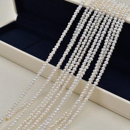 1142 natural freshwater strong light 3-4mm round pearl necklace jewelry work in progress