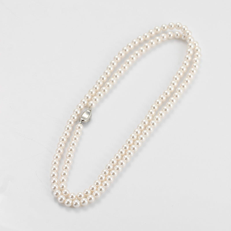 120Cm Pearl Necklace, Wear More Fa Zhengyuan Imitation  + Chain Stacked, Wear Women's Long Sweater Chain