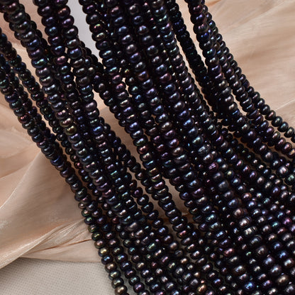 1241 Black flat beads, natural freshwater pearls work in progress diy