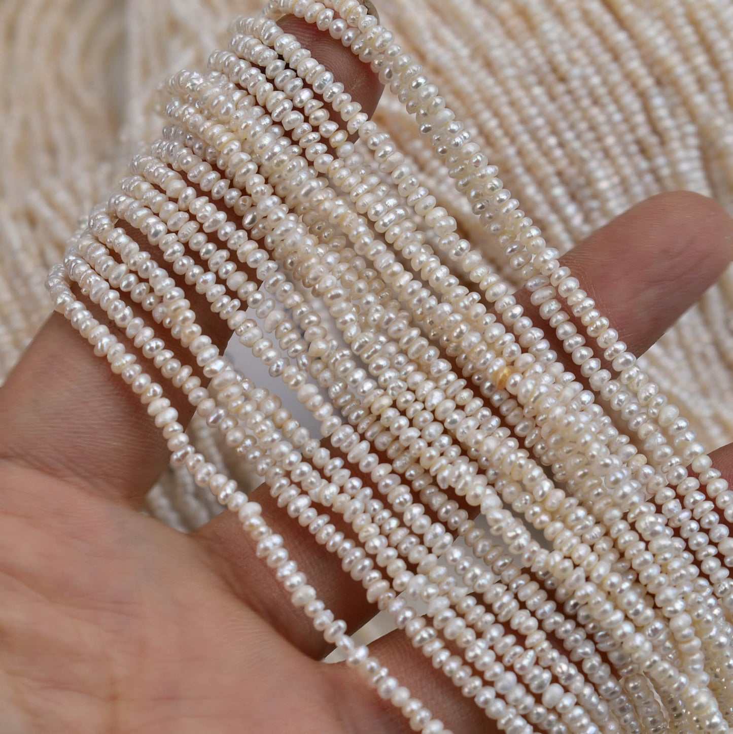 1244 Zhuji pearl 2-3mm natural freshwater flat beads work in progress