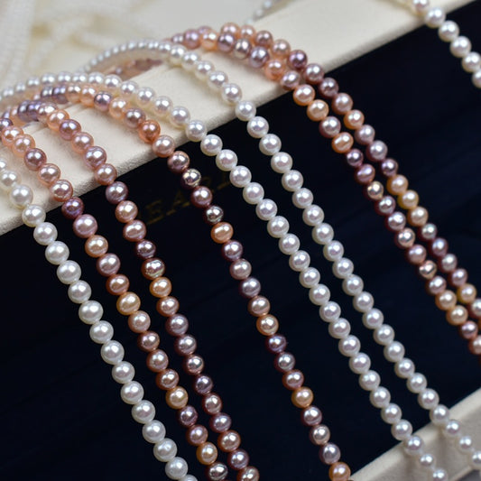 1182 Natural Freshwater Pearl Approx. 4mm Near Round Pearl Necklace work in progress DIY Jewelry Accessories
