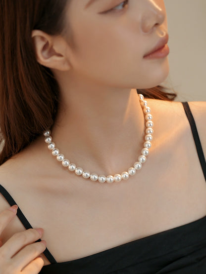 pearl necklace women's 10mm model 2025 new popular stacking wear