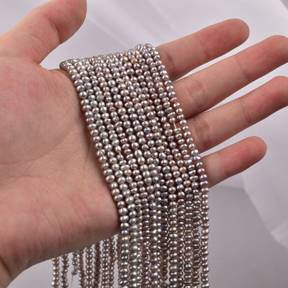 1127 3-4mm Natural Freshwater Pearl Loose Bead Punch work in progress Irradiated Gray Bare Bead DIY