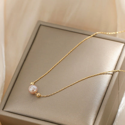 Natural freshwater pearl necklace feminine minimalist temperament collarbone chain single pendant
