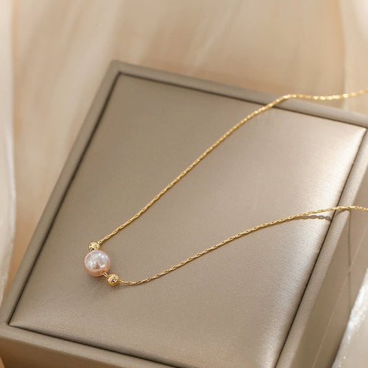 Natural freshwater pearl necklace feminine minimalist temperament collarbone chain single pendant
