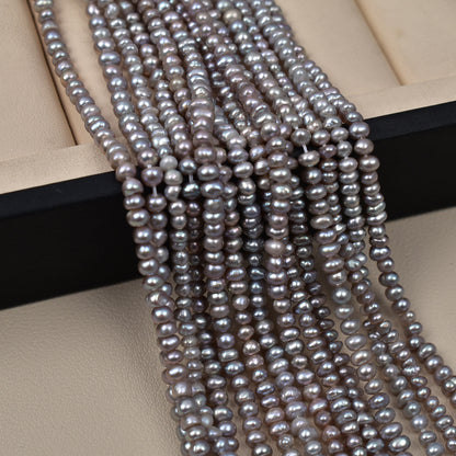 1127 3-4mm Natural Freshwater Pearl Loose Bead Punch work in progress Irradiated Gray Bare Bead DIY