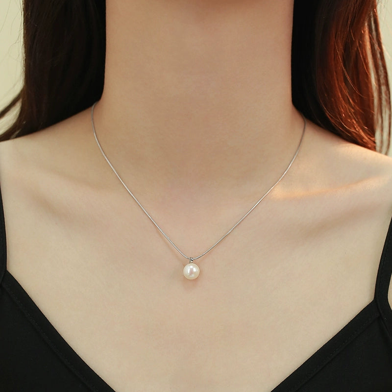 Natural Single Pearl Pendant Necklace Ladies Delicate Design S925 Silver