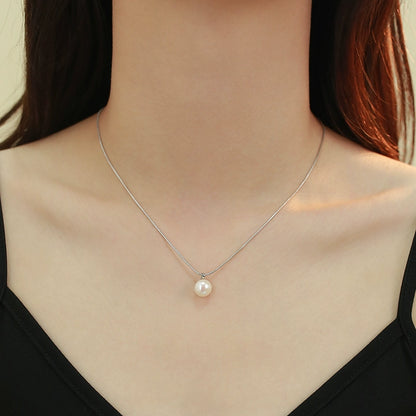 Natural Single Pearl Pendant Necklace Ladies Delicate Design S925 Silver