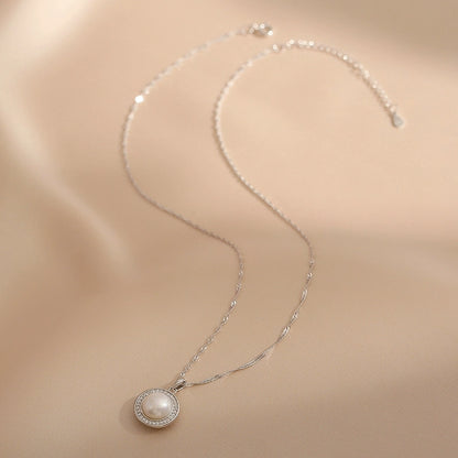 micro-inlaid 3A zircon freshwater pearl necklace for women ins design sense S925 silver