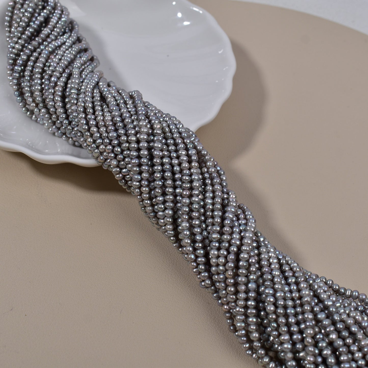 1161 3mm grey, natural freshwater pearl loose beads work in progress naked beads DIY