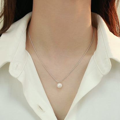 Natural Single Pearl Pendant Necklace Ladies Delicate Design S925 Silver