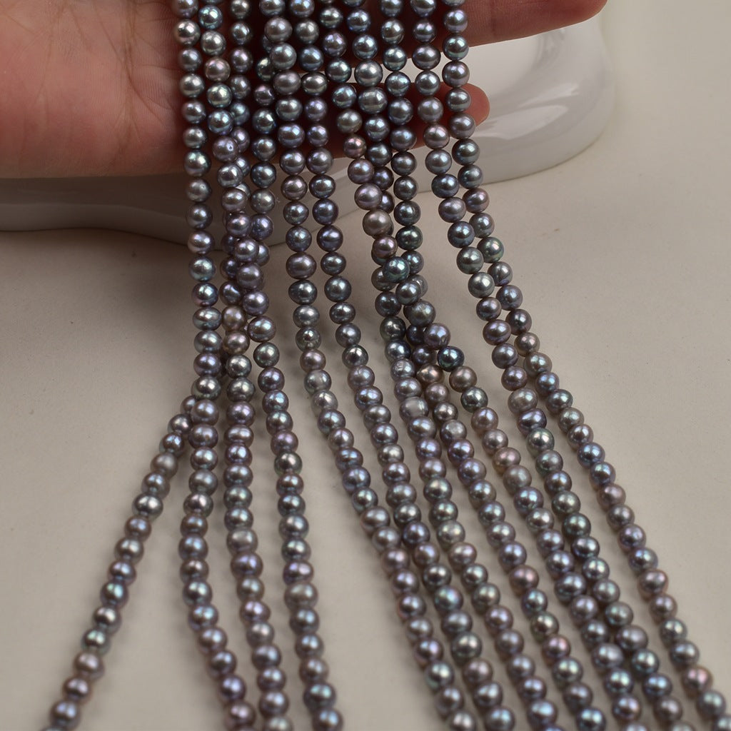 1176 5-5.5 mm Near Round Grey Pearl Natural Fresh Water, Grey Loose Bead Jewelry Accessories DIY work in progress