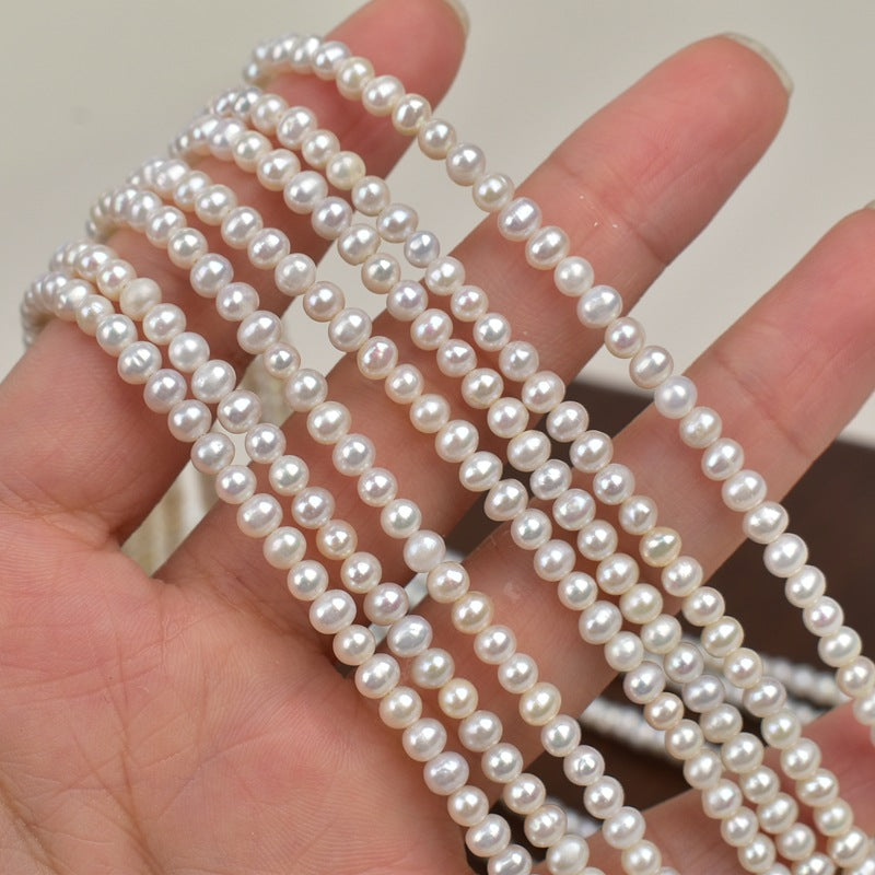 1115 3.5-4 mm near round pearl natural freshwater real pearl work in progress material jewelry accessories necklace material