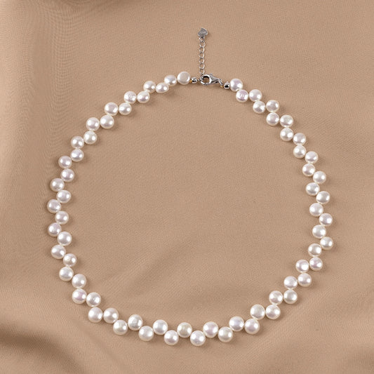 Natural freshwater pearl necklace strong light bread beads Mickey wheat ear collarbone chain women's XL075