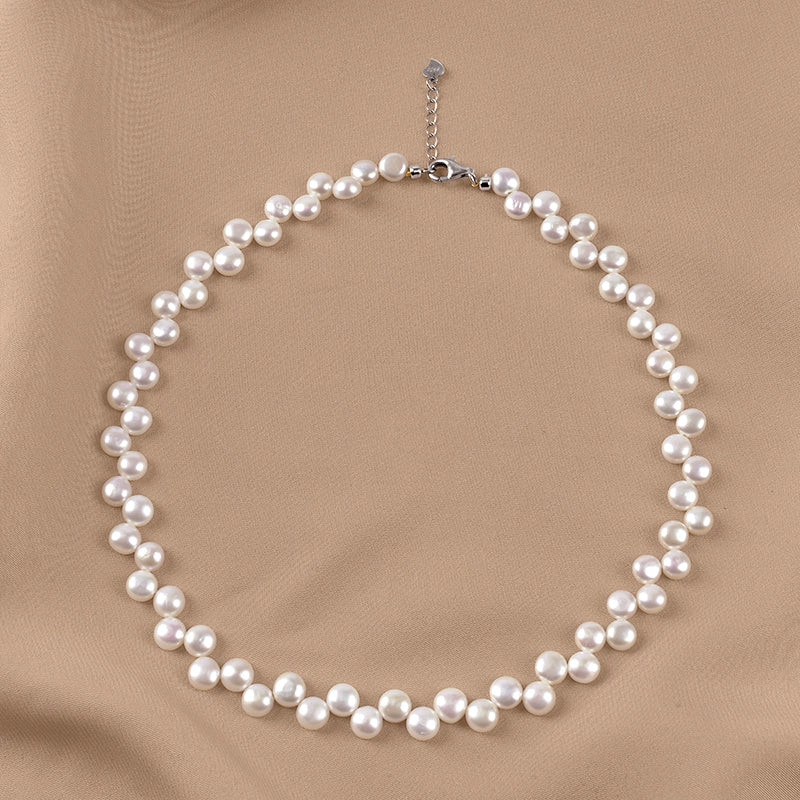 Natural freshwater pearl necklace strong light bread beads Mickey wheat ear collarbone chain women's XL075