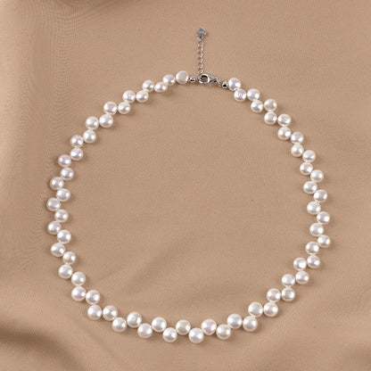 Natural freshwater pearl necklace strong light bread beads Mickey wheat ear collarbone chain women's XL075