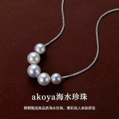 Smile necklace ladies freshwater pearl smiley face size 925 silver pendant lettering