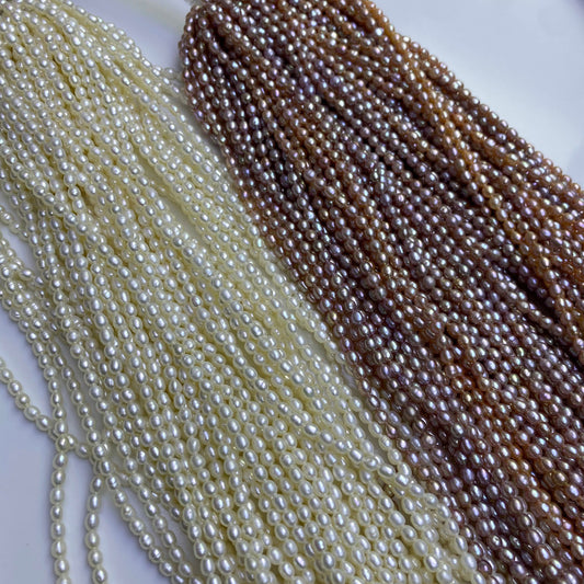 1056 Natural Freshwater Pearl 3-4mm Purple Rice Beads