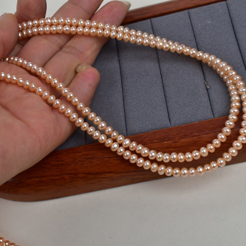 1227 new 4-5mm white powder purple thick flat beads, freshwater pearl loose beads pearl DIY handmade materials