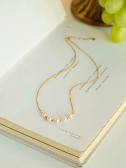 New Women's Freshwater Pearl Necklace Chain Retro Birthday Gift