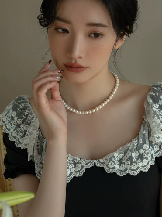 Natural Freshwater Pearl Necklace Mom Style Girls Holiday Gift 925 Silver Vintage