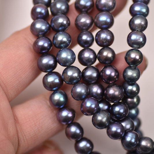 1171 Cost-effective imitation Tahitian black nearly round pearl 9mm jewelry DIY accessories natural freshwater pearl