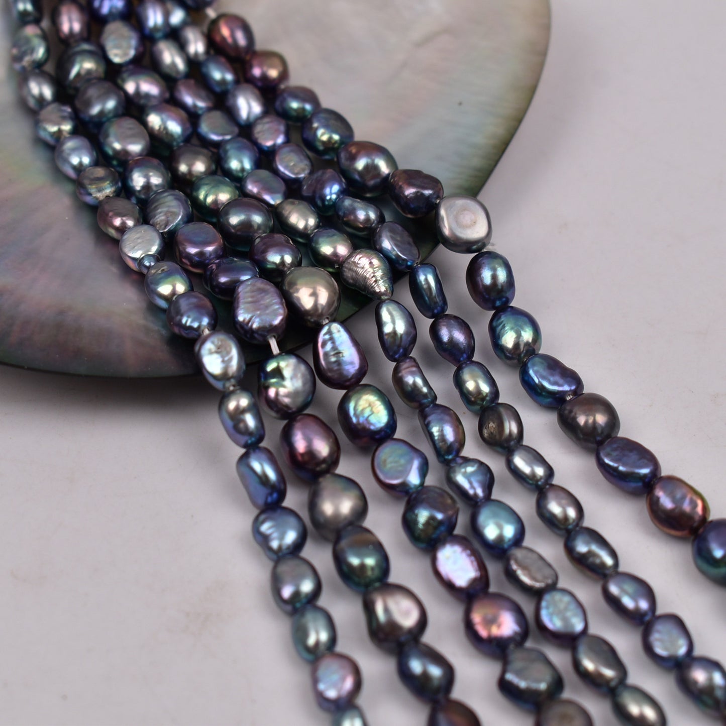 1318 Natural Peacock Green Black Freshwater Pearl DIY Jewelry Accessories