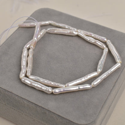 1090 Natural Freshwater Pearl, Baroque Pearl Necklace White Toothpick Beads