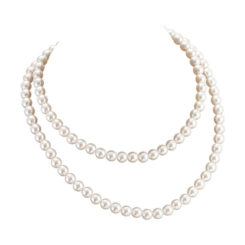 120Cm Pearl Necklace, Wear More Fa Zhengyuan Imitation  + Chain Stacked, Wear Women's Long Sweater Chain