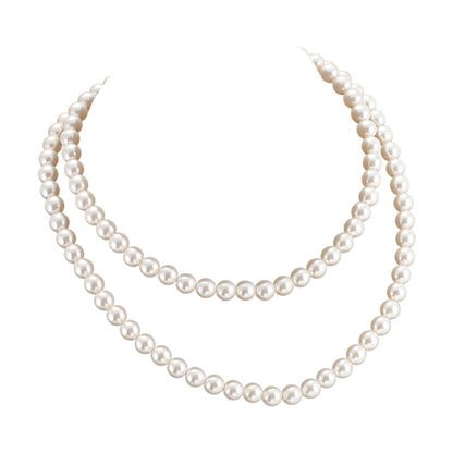 120Cm Pearl Necklace, Wear More Fa Zhengyuan Imitation  + Chain Stacked, Wear Women's Long Sweater Chain