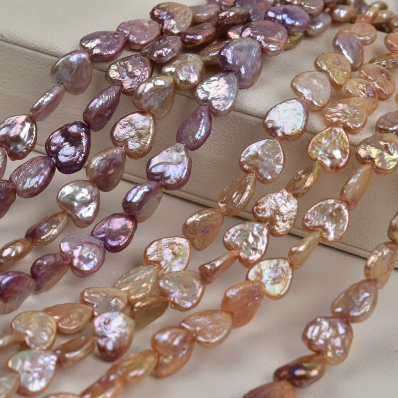 1077 Natural Freshwater Pearl Loose Beads Purple Love Shaped Baroque Pearl