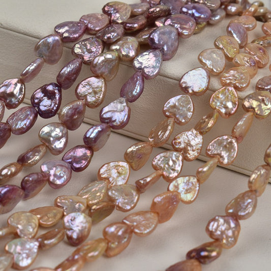 1077 Natural Freshwater Pearl Loose Beads Purple Love Shaped Baroque Pearl