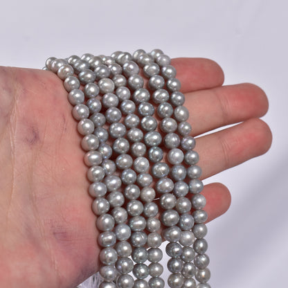 1151 5-6Mm grey natural freshwater pearl loose bead punch work in progress