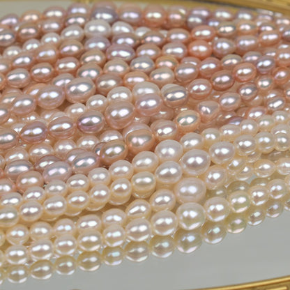 1033 High-quality Strong Light Near Flawless  Pearl Tower Chain Natural Freshwater Rice Pearl DIY Necklace