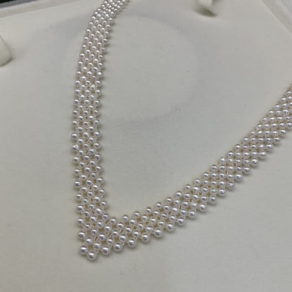 Freshwater pearl 3-4mm multi-layer collarbone pearl chain necklace handmade woven chain factory direct sales simple and advanced