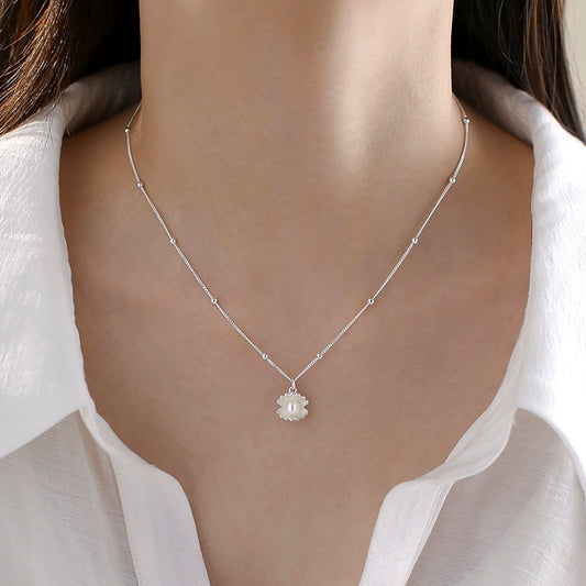 Natural Pearl Necklace Ladies Delicate Design Shell S925 Sterling Silver