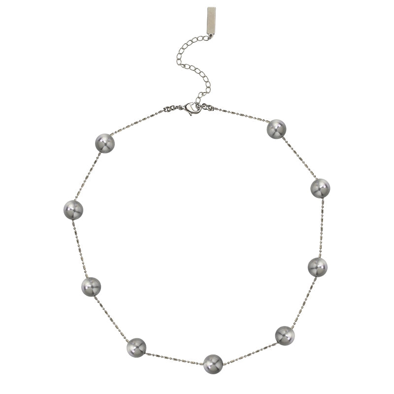 Real much hemp gray  pearl necklace women's French gypsy beaded long sweater chain