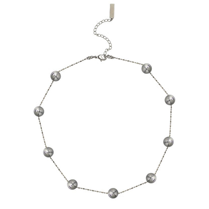 Real much hemp gray  pearl necklace women's French gypsy beaded long sweater chain