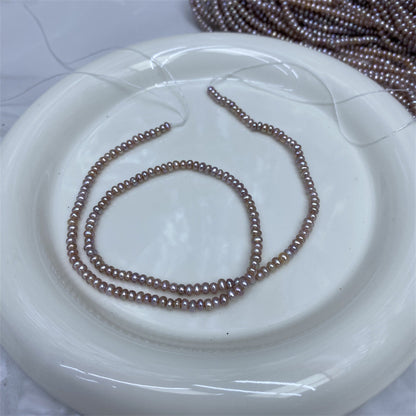 1218 natural freshwater pearls 2-3mm flat beads purple abacus beads necklace work in progress DIY handmade loose beads