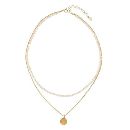 Natural freshwater pearl necklace Women's summer light luxury niche high-end double-layer stacked neck chain Xiaomi bead collarbone chain