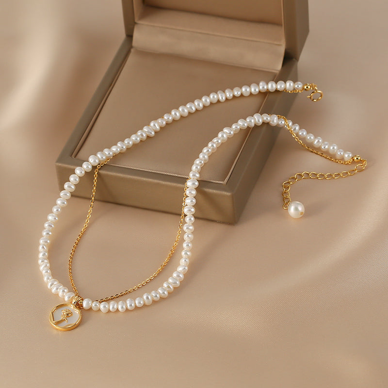 Freshwater Small Pearl Necklace Women's Stacked Clavicle Chain
