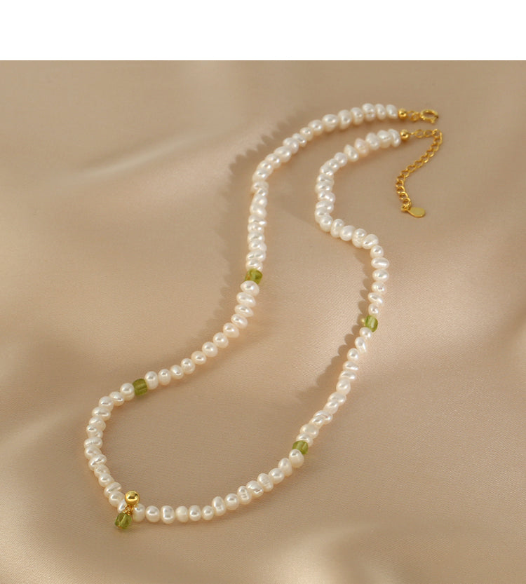 summer natural peridot freshwater pearls stacked necklace