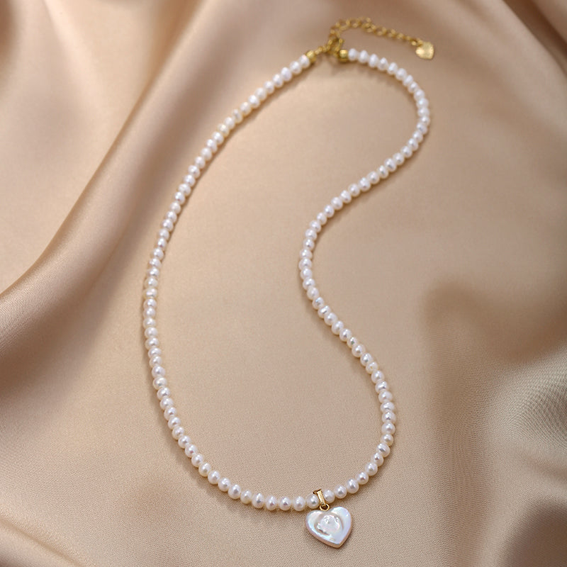 Natural Pearl Necklace, Personalized Design, Baroque Love Pendant, Neck Chain, Women's Chain