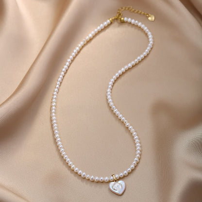 Natural Pearl Necklace, Personalized Design, Baroque Love Pendant, Neck Chain, Women's Chain